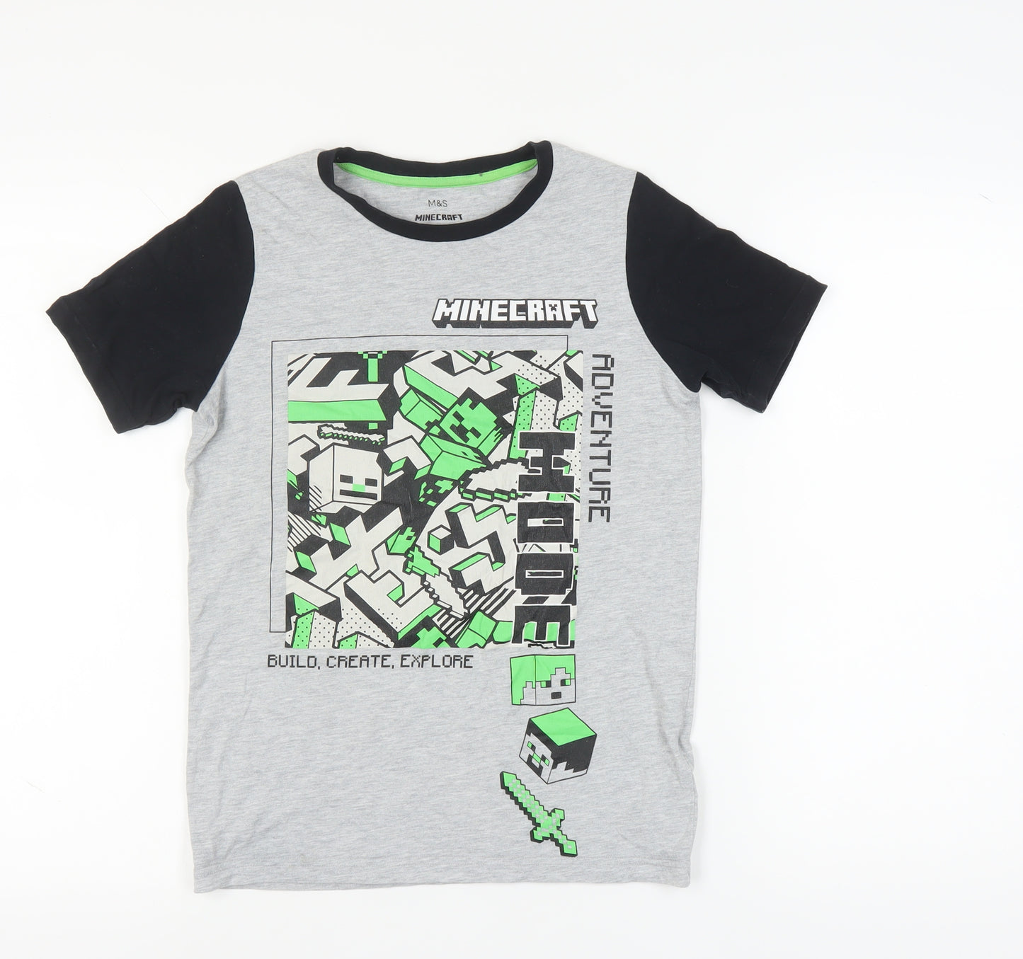 Marks and Spencer Boys Grey Minecraft T-Shirt 11-12 Years