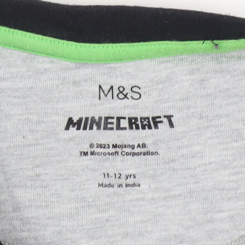 Marks and Spencer Boys Grey Minecraft T-Shirt 11-12 Years