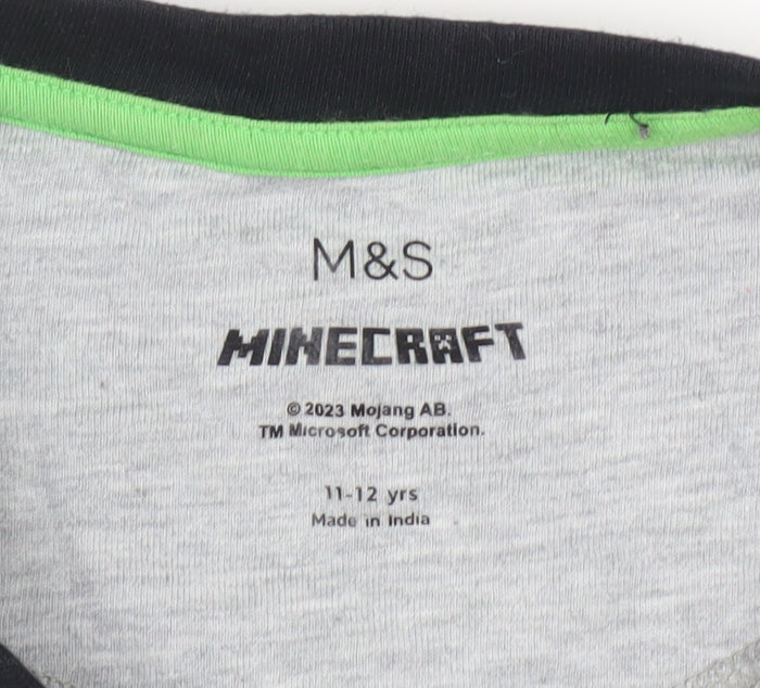 Marks and Spencer Boys Grey Minecraft T-Shirt 11-12 Years