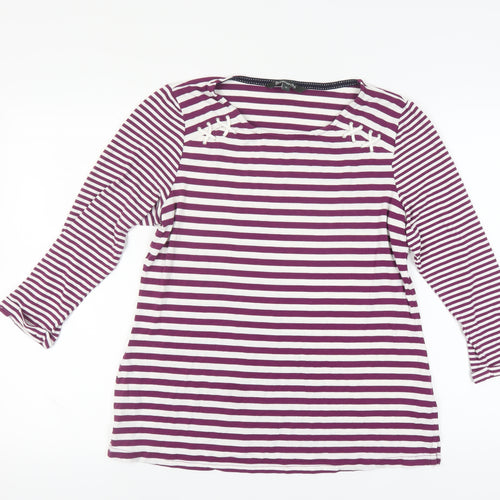 Bonmarché Women's Purple Striped Long Sleeve Top