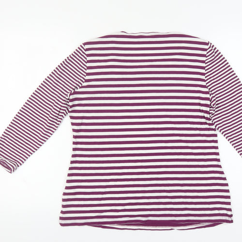 Bonmarché Women's Purple Striped Long Sleeve Top