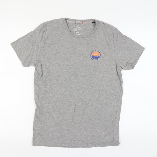 Jack & Jones Grey Beach Theme Men's T-Shirt, S
