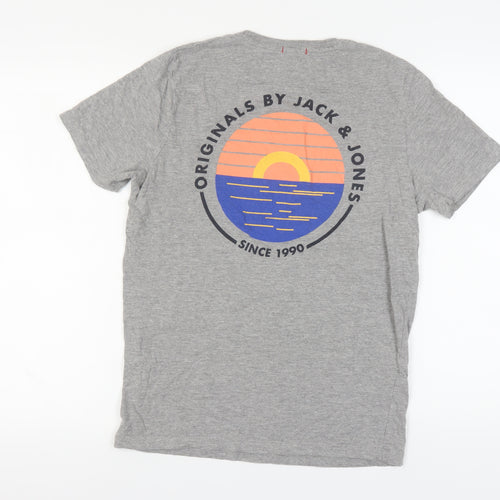 Jack & Jones Grey Beach Theme Men's T-Shirt, S