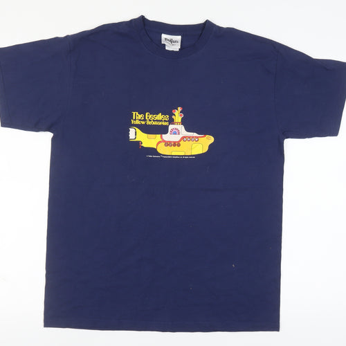 The Beatles Blue Men's T-Shirt, Graphic, Large, Music Theme