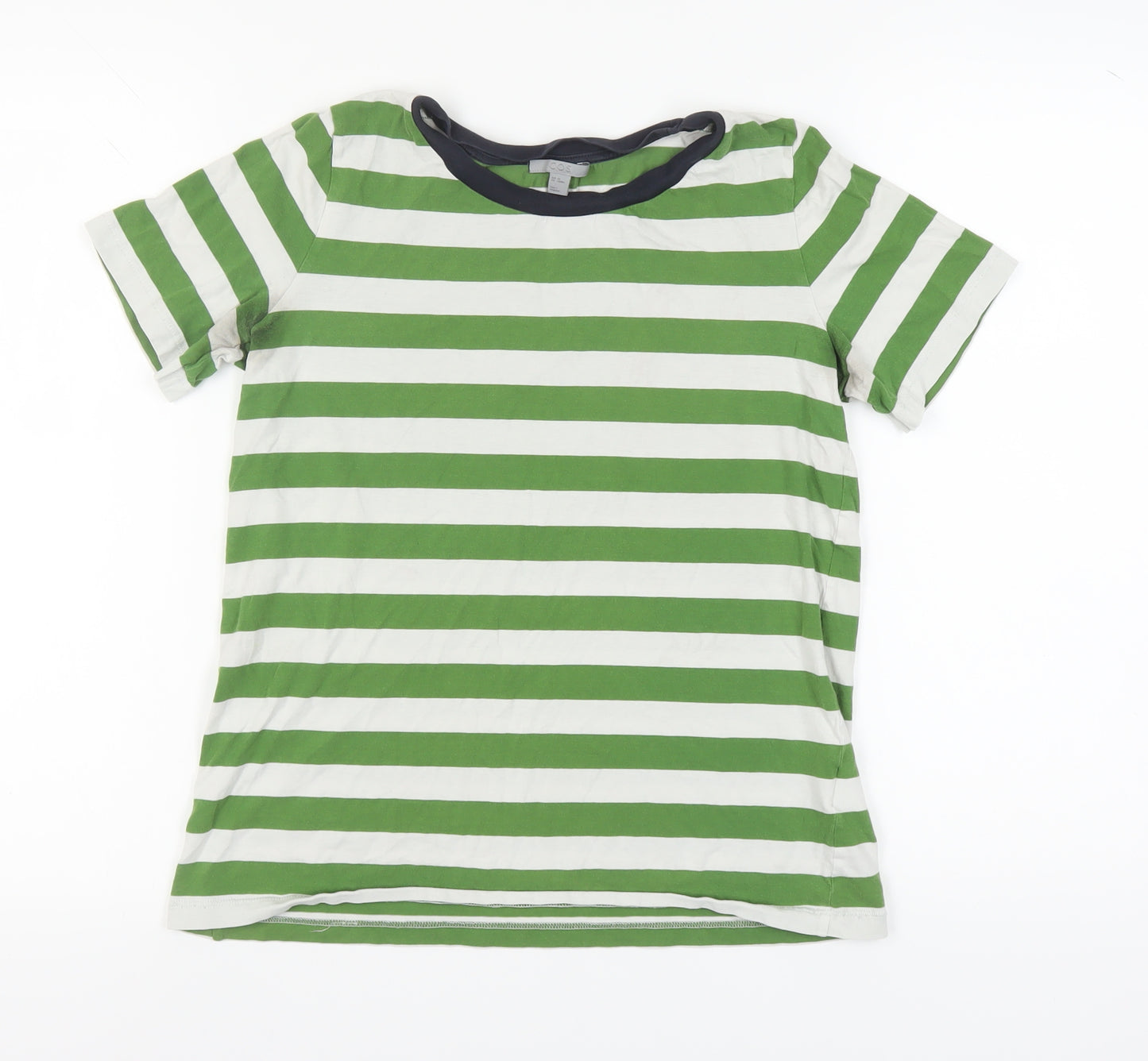 COS Women's Green Striped T-Shirt XS, Casual Style