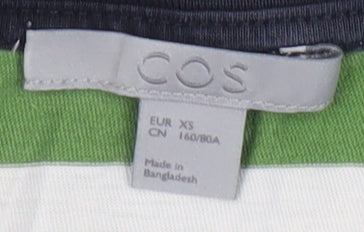 COS Women's Green Striped T-Shirt XS, Casual Style