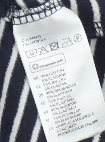 H&M Women's Black Striped Basic T-Shirt Size 12