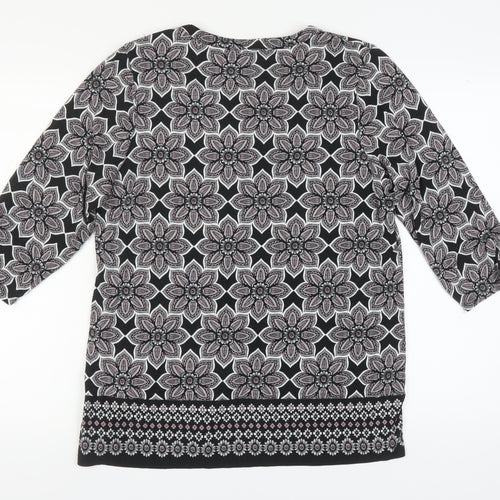 M&Co Women's Black Floral Blouse, Size 16