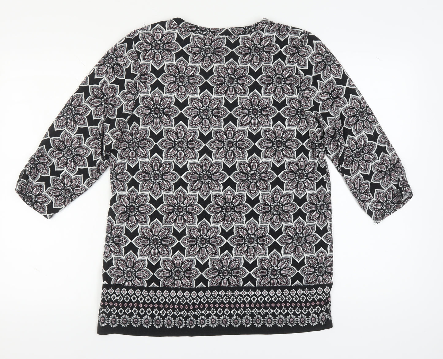 M&Co Women's Black Floral Blouse, Size 16