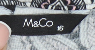 M&Co Women's Black Floral Blouse, Size 16
