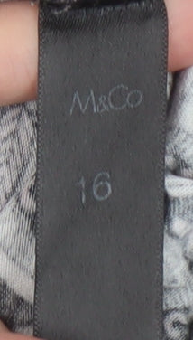 M&Co Women's Black Floral Blouse, Size 16