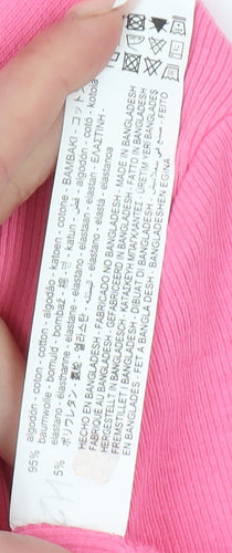 ZARA Women's Pink Cropped Polo Shirt - Size M