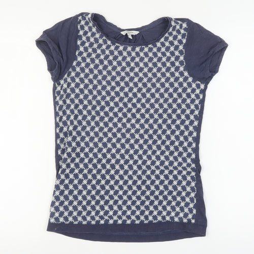 Fatface Women's Blue Geometric T-Shirt, Size 6