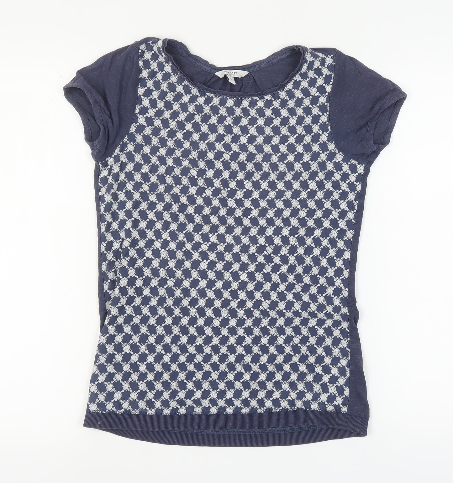 Fatface Women's Blue Geometric T-Shirt, Size 6