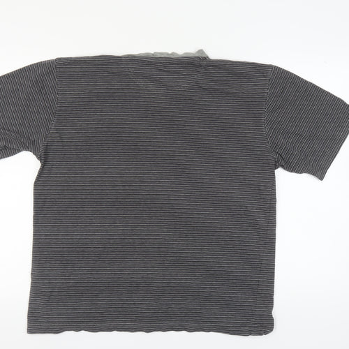 Debenhams Men’s Grey Striped V-Neck T-Shirt L