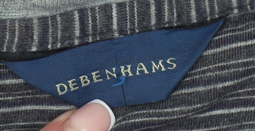 Debenhams Men’s Grey Striped V-Neck T-Shirt L