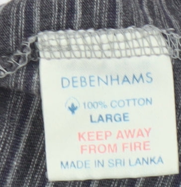 Debenhams Men’s Grey Striped V-Neck T-Shirt L