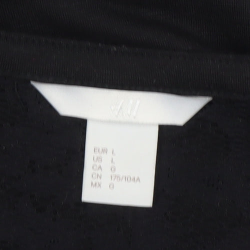 H&M Women's Black 3/4 Sleeve Lace Accent Top