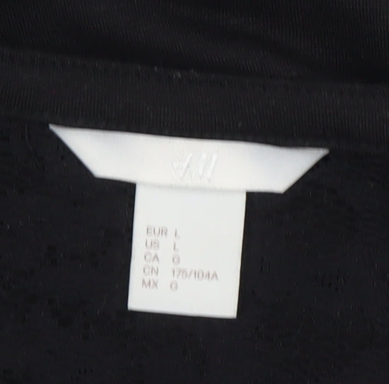 H&M Women's Black 3/4 Sleeve Lace Accent Top