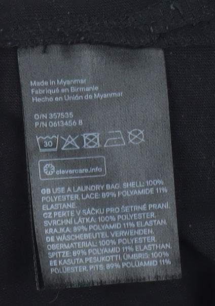 H&M Women's Black 3/4 Sleeve Lace Accent Top