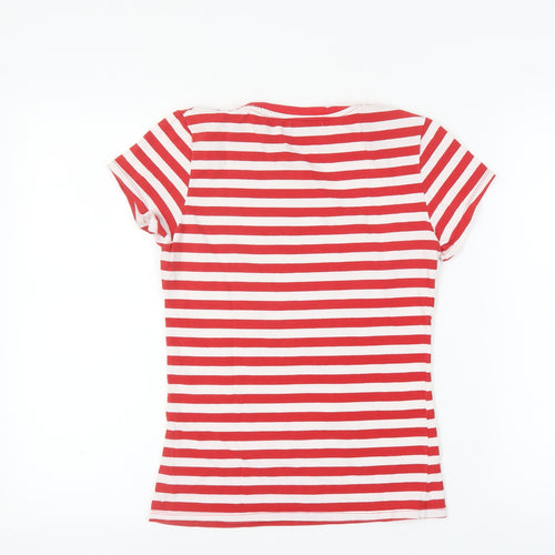 Zara Women's Nautical Red Striped T-Shirt, Size 12