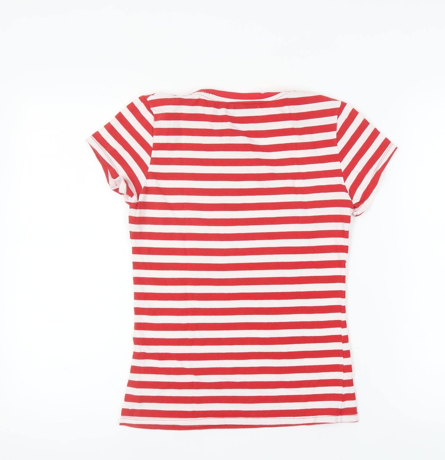 Zara Women's Nautical Red Striped T-Shirt, Size 12