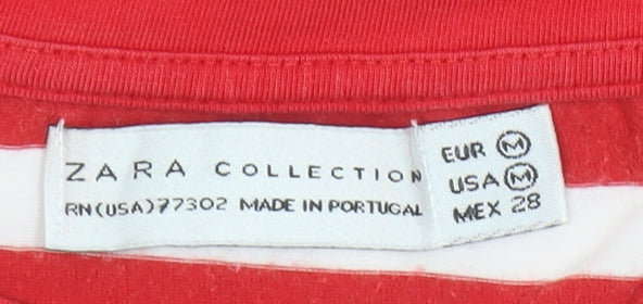 Zara Women's Nautical Red Striped T-Shirt, Size 12