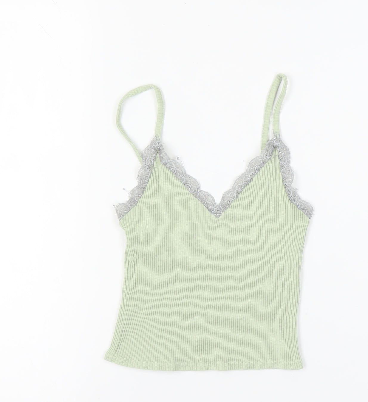 Urban Outfitters Women's Green Camisole Tank Top - XS, Lace, Cotton Blend