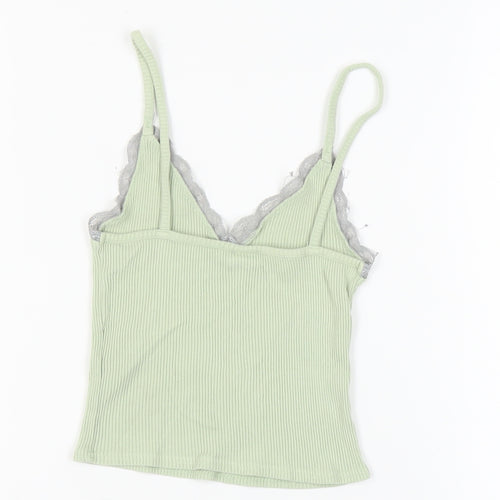 Urban Outfitters Women's Green Camisole Tank Top - XS, Lace, Cotton Blend