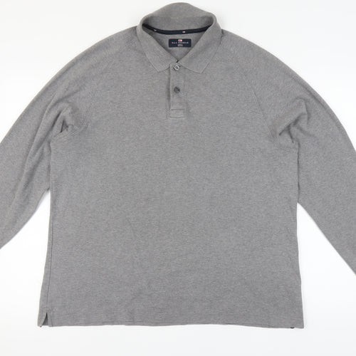 Marks and Spencer Grey Long Sleeve Polo for Men - Large