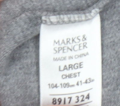Marks and Spencer Grey Long Sleeve Polo for Men - Large