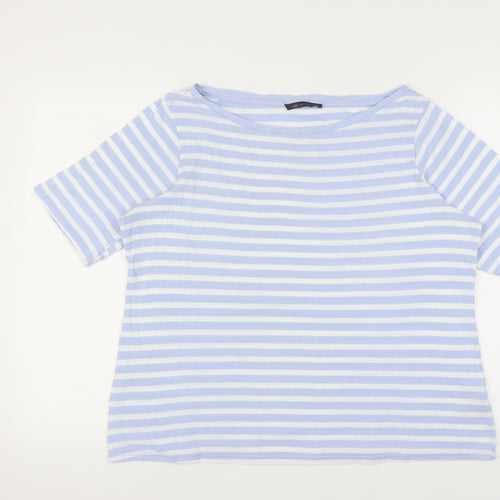 Marks and Spencer Women's Blue Striped T-Shirt Size 20