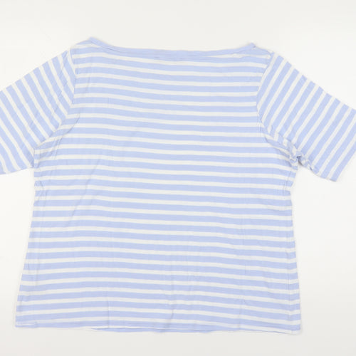 Marks and Spencer Women's Blue Striped T-Shirt Size 20