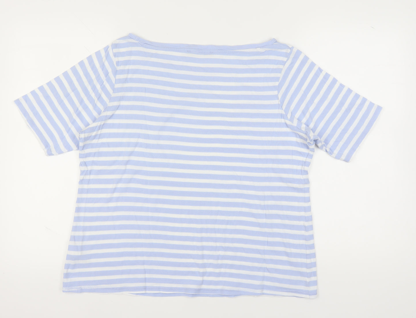 Marks and Spencer Women's Blue Striped T-Shirt Size 20
