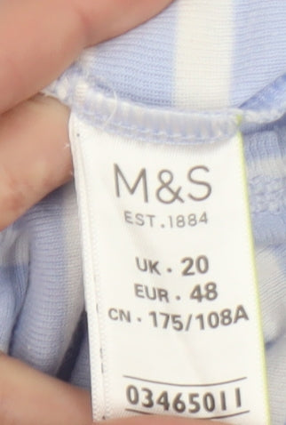 Marks and Spencer Women's Blue Striped T-Shirt Size 20