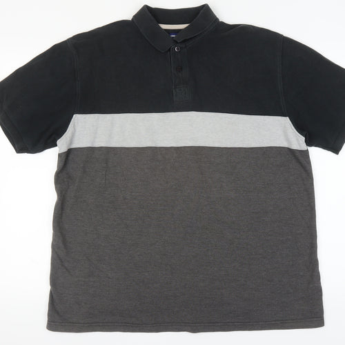 Casual Club Men's Black Colourblock Polo Shirt L