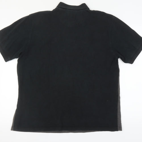 Casual Club Men's Black Colourblock Polo Shirt L