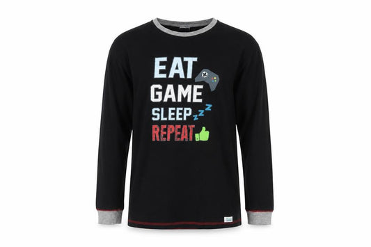 The Pyjama Factory Boys Black Gamer Pyjama Top 15-16 Years