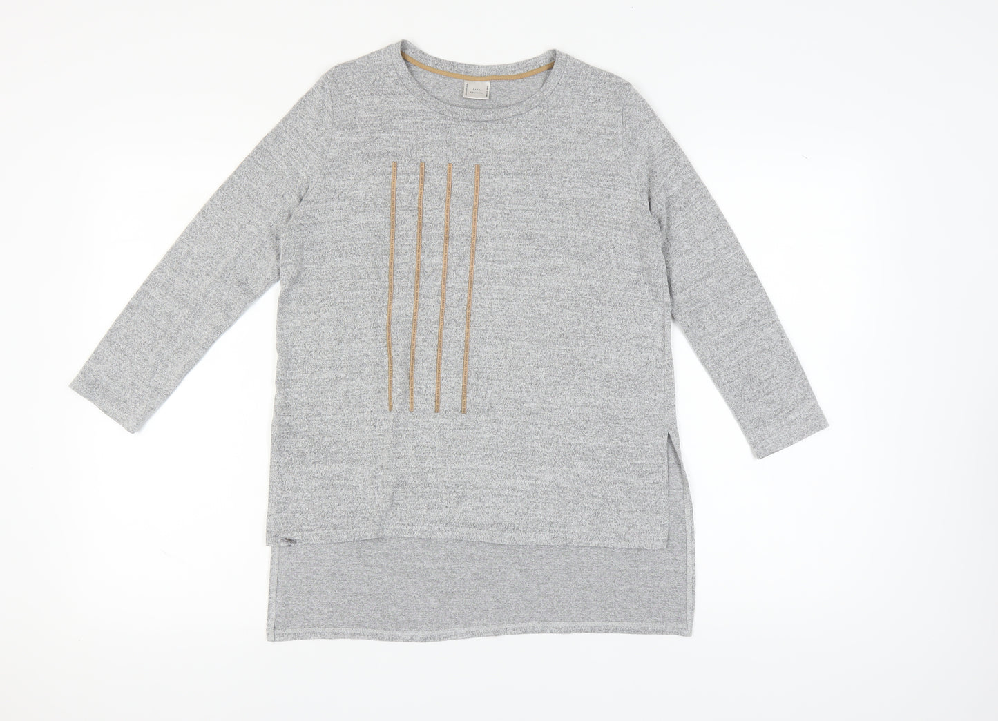 Zara Womens Grey Long Sleeve Jersey Top Size 10