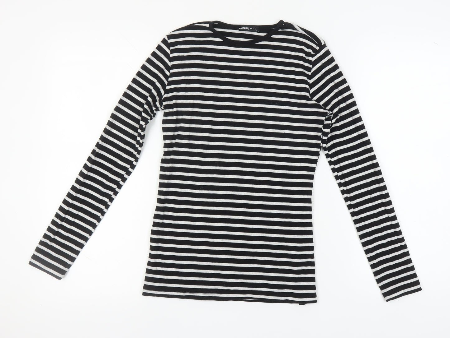 LC Waikiki Women's Black Striped Long Sleeve T-Shirt - S