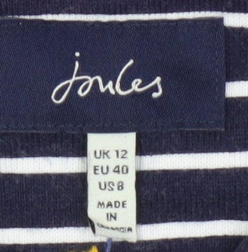 Joules Women's Navy Floral Stripe Jersey Top, Size 12