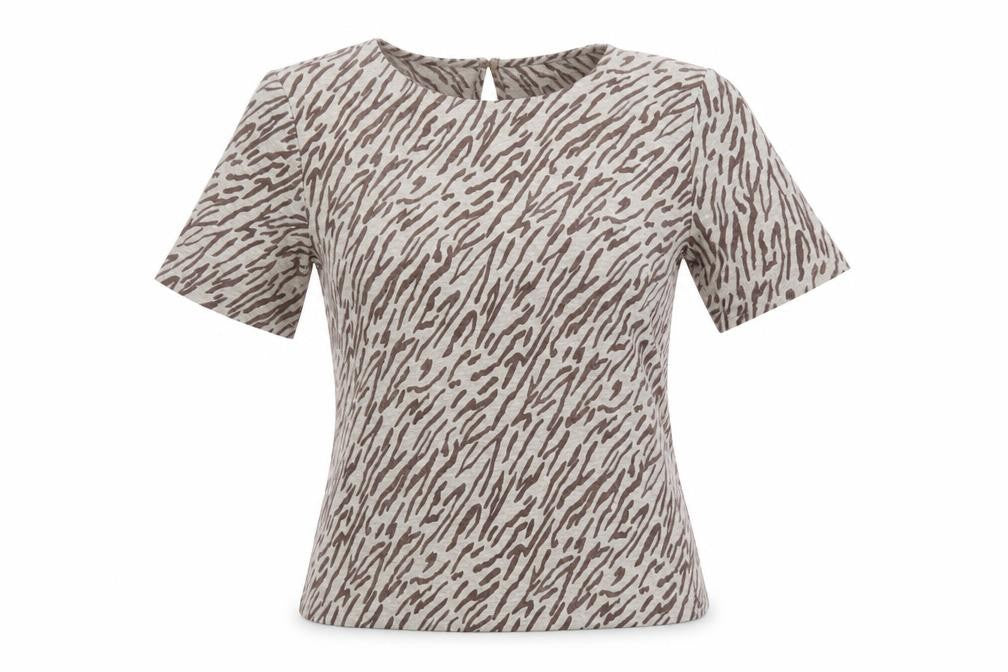 La Redoute Women Beige Animal Print Linen Top