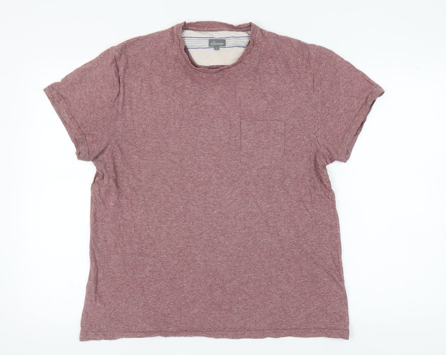 Linea Men's Red Cotton Crew Neck T-Shirt Size L