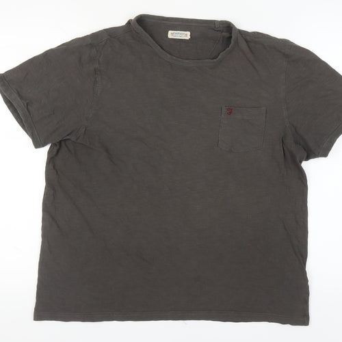 Farah Men's Grey Cotton L T-Shirt, Short Sleeve