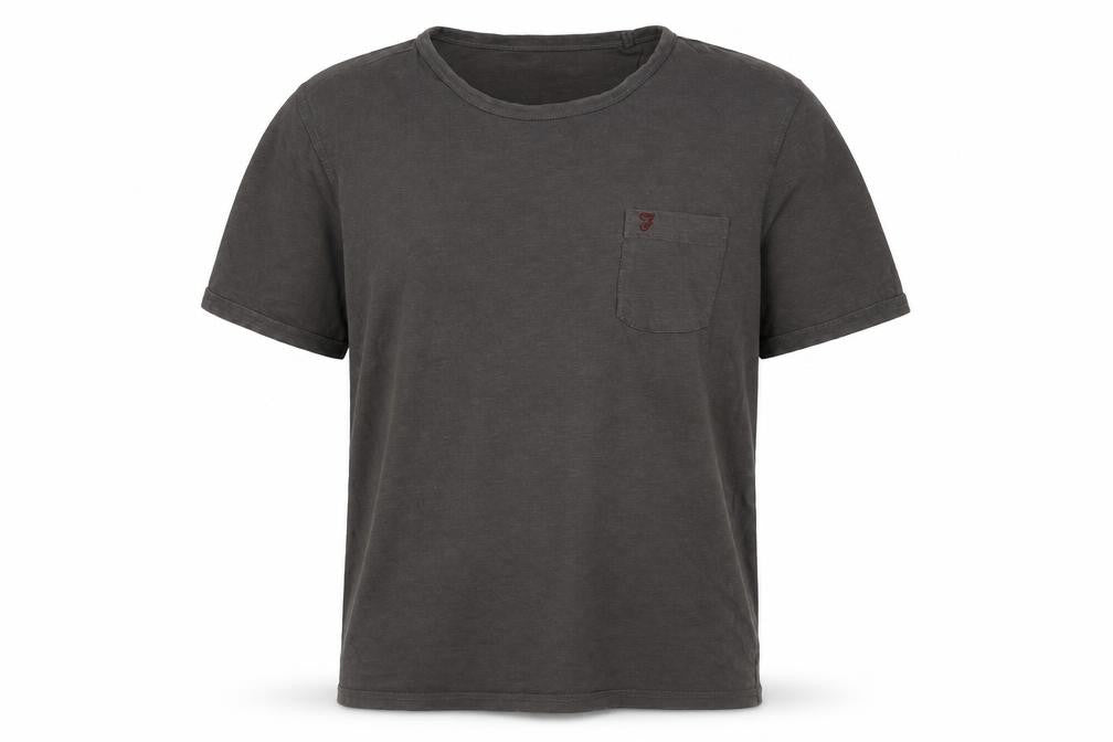 Farah Men's Grey Cotton L T-Shirt, Short Sleeve