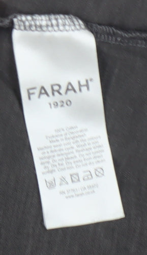 Farah Men's Grey Cotton L T-Shirt, Short Sleeve