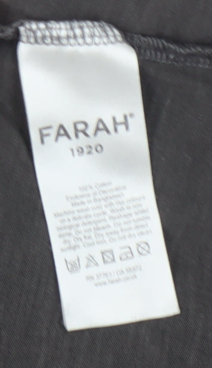 Farah Men's Grey Cotton L T-Shirt, Short Sleeve