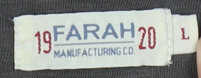 Farah Men's Grey Cotton L T-Shirt, Short Sleeve