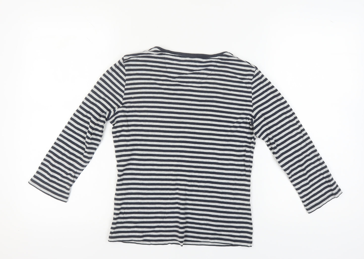 Esprit Women's Black Striped T-Shirt, M, V-Neck, 3/4 Sleeve