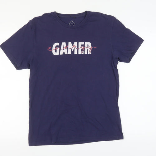 Tex Men's Blue Gamer Graphic T-Shirt, Large